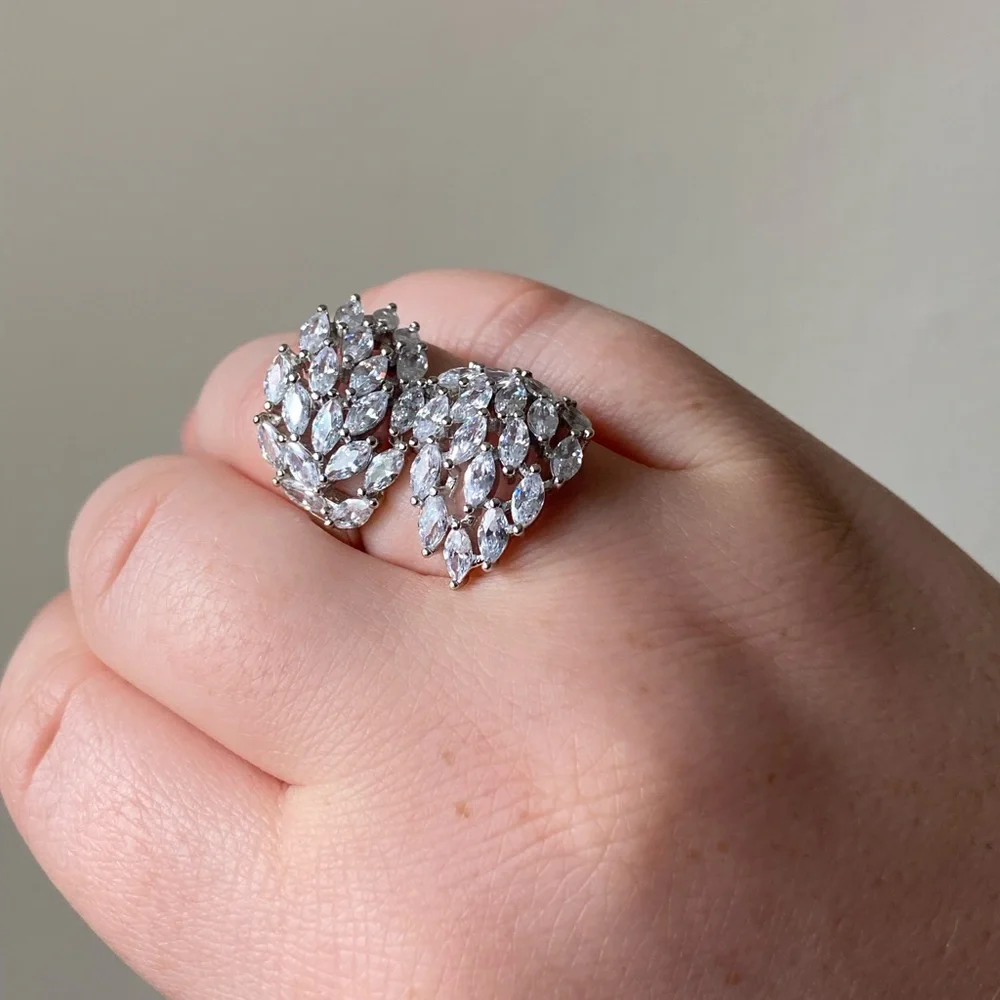 FZN Sterling silver CZ ring wings, size 9